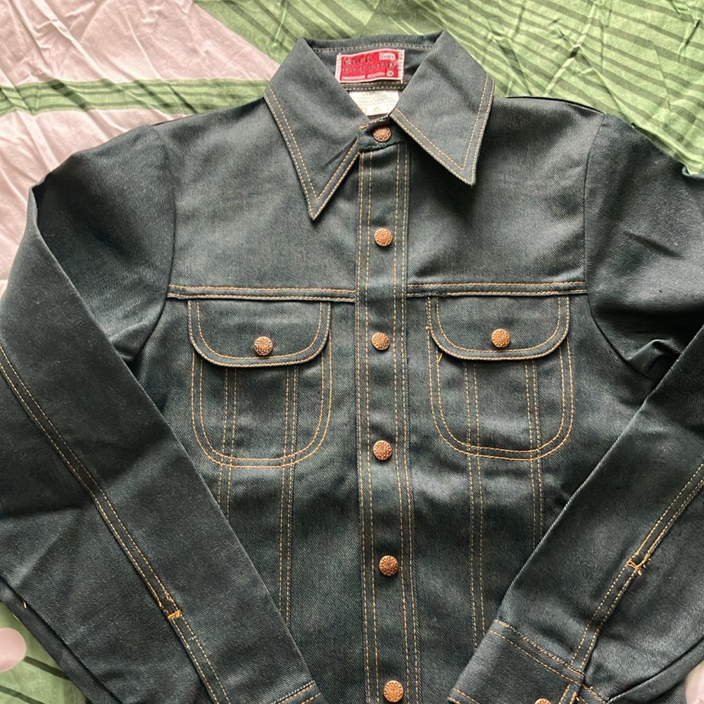 TRUE 70s VINTAGE Sears Rock Bottoms Dark Teal(ish) Denim Shirt Jacket